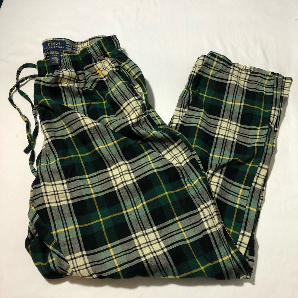 Polo Ralph Lauren mens Gordon plaid flannel pajama pants L pockets Christmas